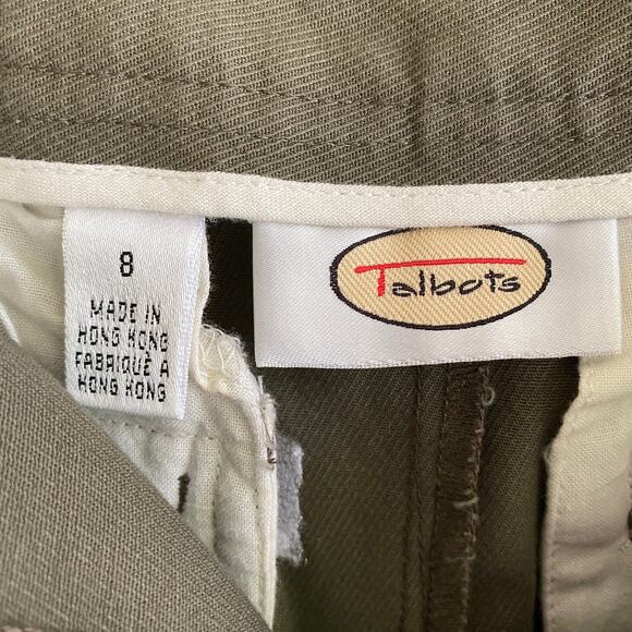 TALBOTS Sz 8 Skirt Cotton Long Neutral Minimalist Academia Back Slit Sage Modest - Picture 3 of 9